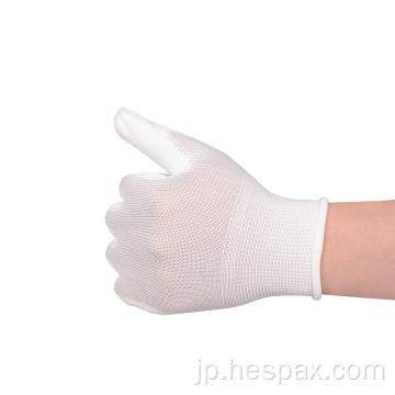 Hespax 13Gauge White Pu Palm Coated Glove Electronic